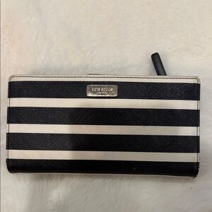 Kate Spade Black and Cream Striped Clutch
